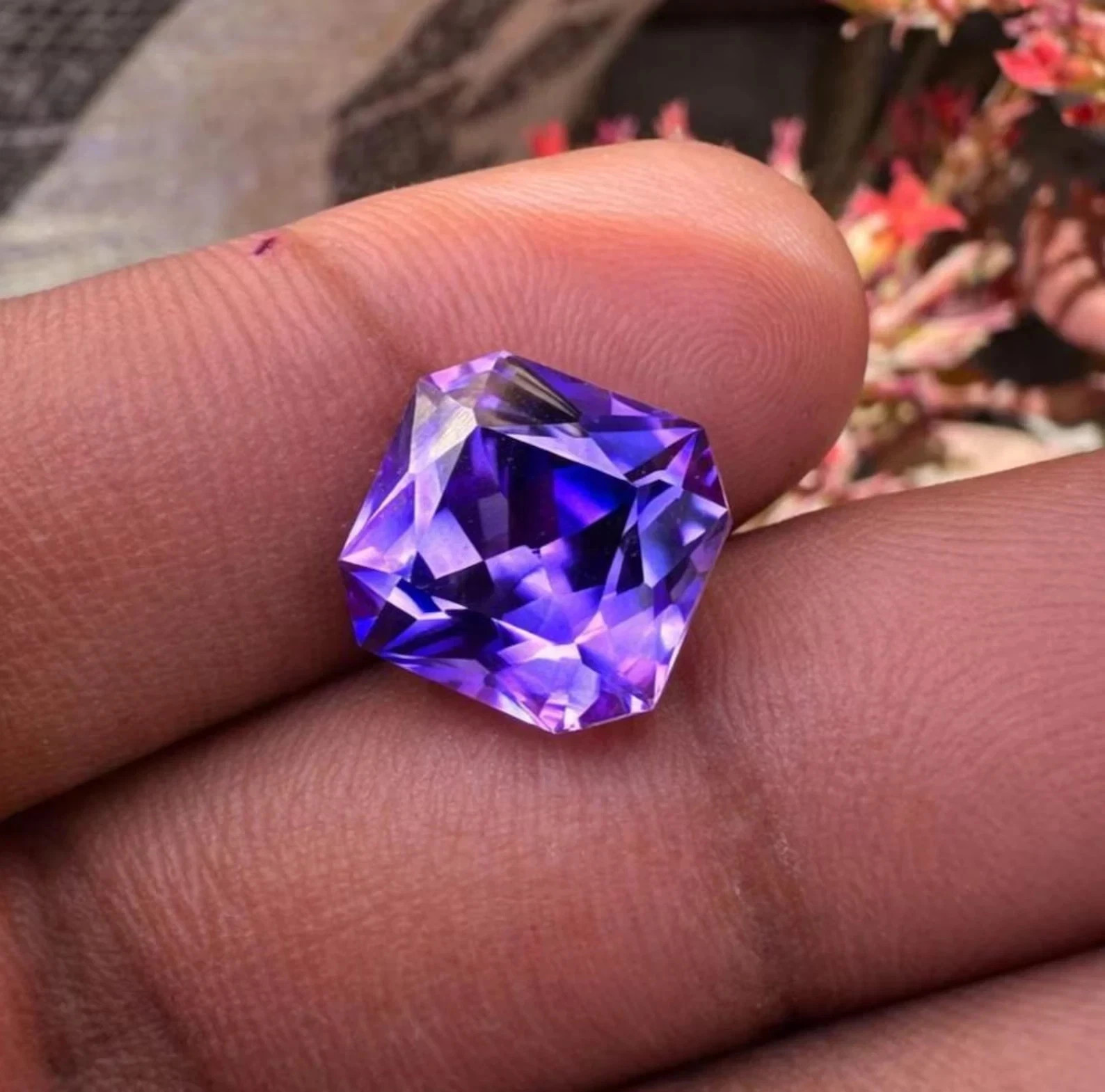 Flawless Natural 10 Ct Purple Blue Sapphire Asscher Cut Certified Loose Gemstone