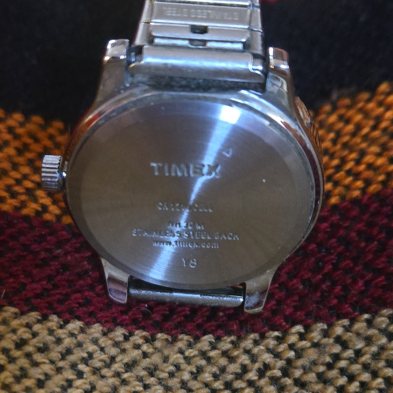 Timex Indiglo Quartz Analog Wristwatch Silver Dial WR 30m SS Case Bracelet