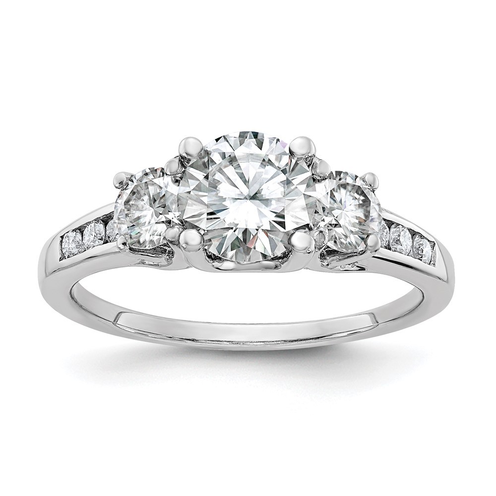 14k White Gold 1.50ct. Round Cut Moissanite Fancy Engagement Ring Size 7