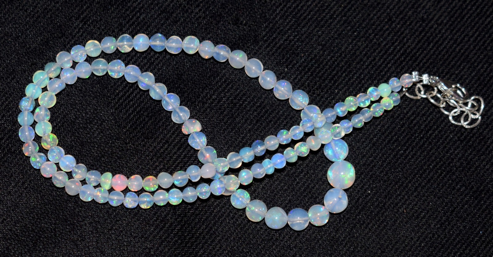 16″Natural Ethiopian Opal Wello Fire Opal Gemstone Beads Necklace Jewelry