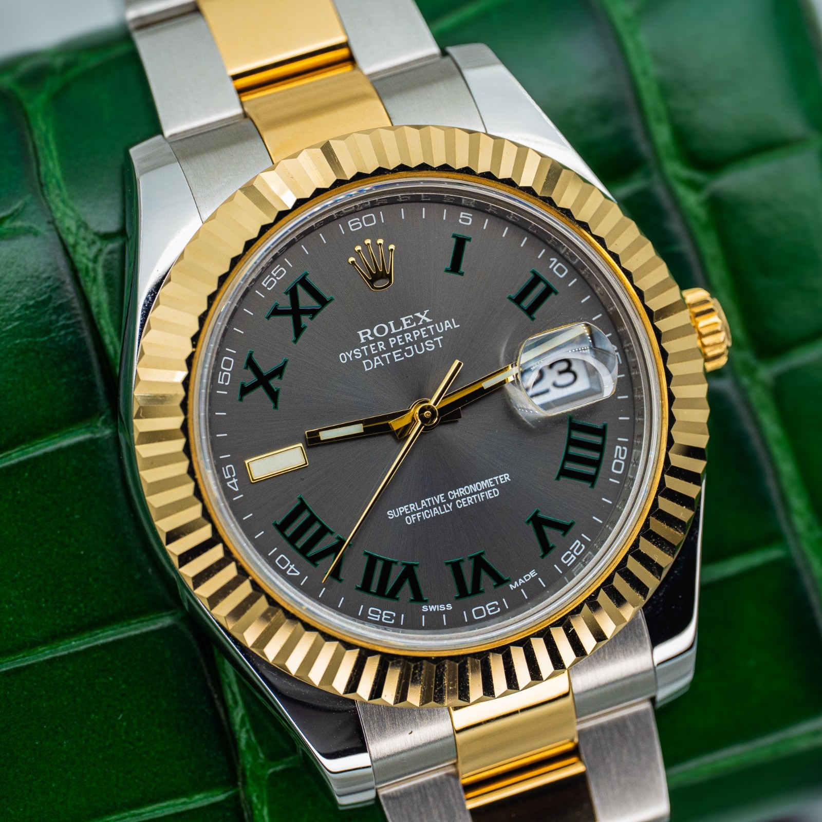 2014 Rolex Datejust 116333 41mm Wimbledon Dial Two Tone Yellow Gold/Steel B+P