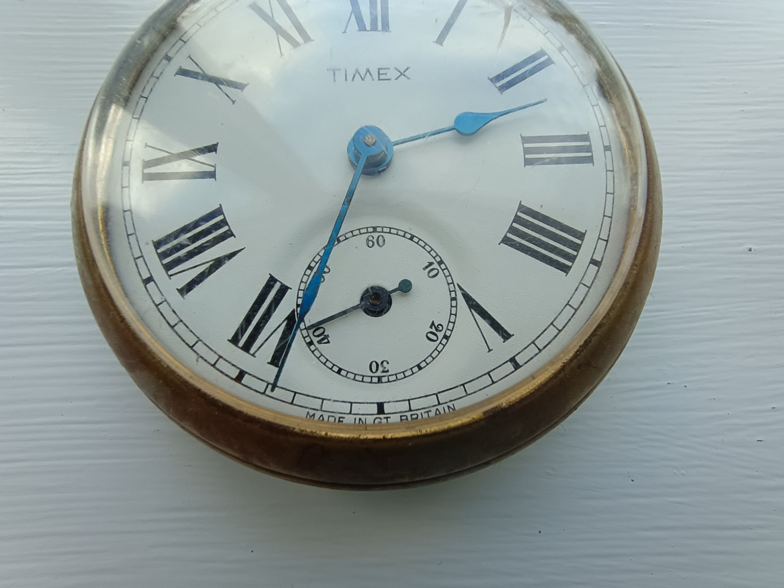 Mid 20th Century – TIMEX POCKET WATCH with BRASS CASE – WORKING ORDER