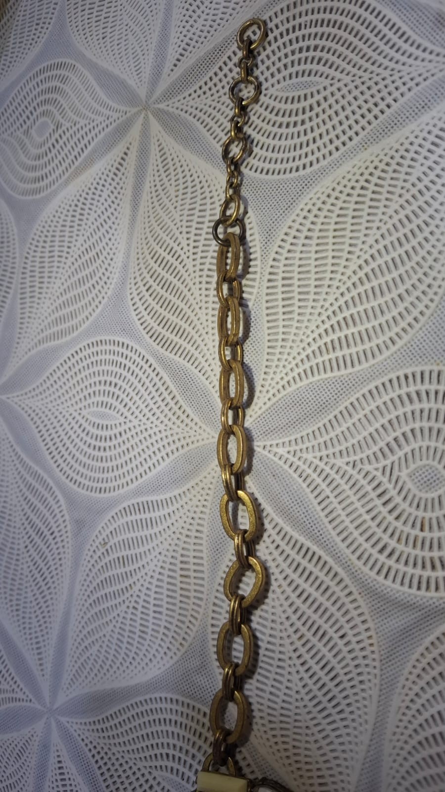 J. Crew Necklace, Faux Crystal and White Acrylic, Gold Tone Chain