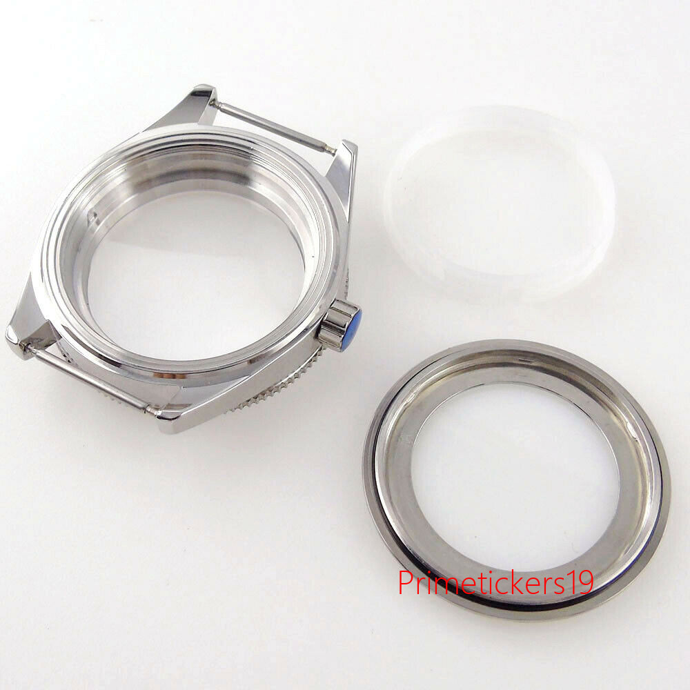 42mm Watch Case Sapphire Glass Fit NH35 ETA2824 PT5000 Glass Back Ceramic Bezel