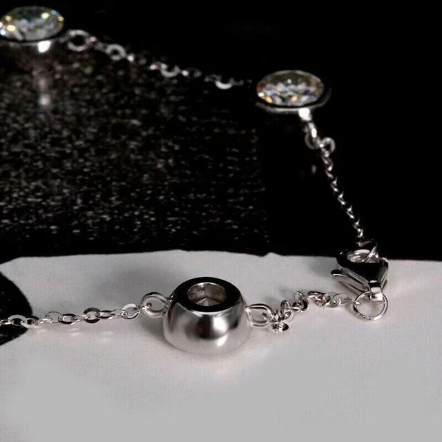 2 Ct Round Cut Moissanite Tennis Women Bracelet 14K White Gold Plated
