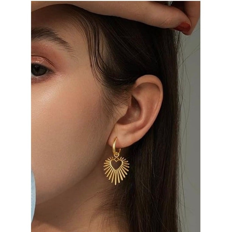 Gold Vermeil Heart Hoop S 925 Dagle Earring Abstract Contemporary Jewelry