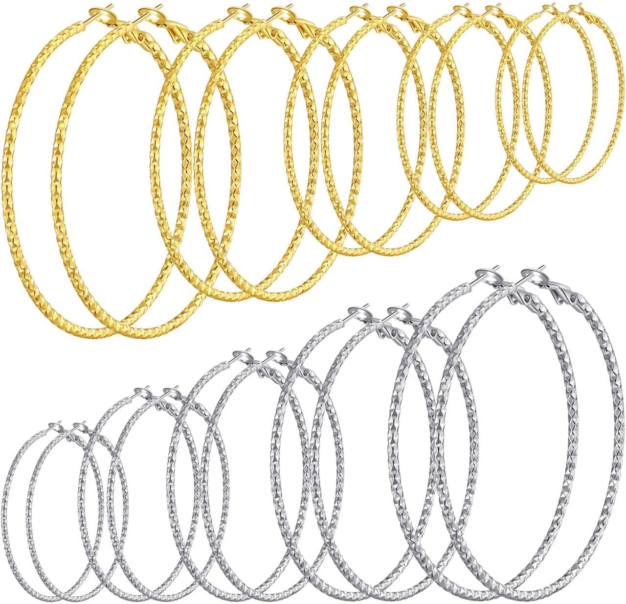 4/10 Pairs Stainless Steel Gold Silver Plated Hoop Earrings Hypoallergenic Daint