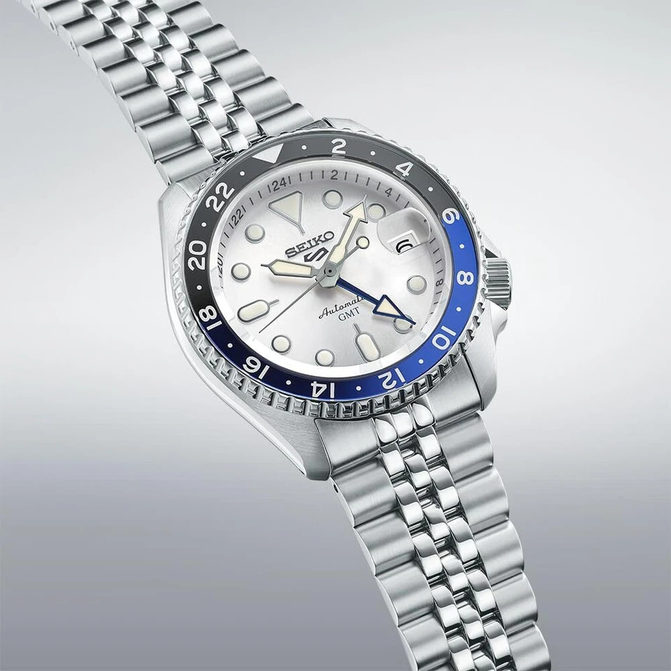 Seiko SBSC017 Seiko 5 Sports SKX Sports Style GMT Men’s Watch Silver Dial