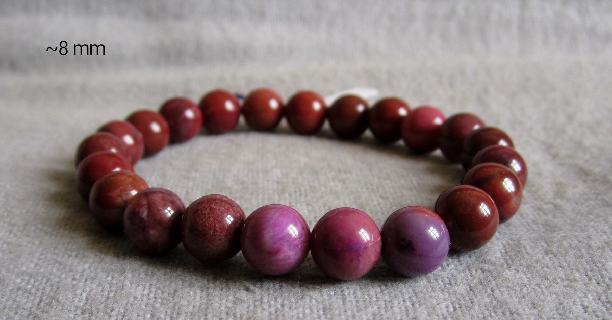Bracelet made of sugilite-approx. Ø 6 + 8 mm/15-21 cm arm width-elastic