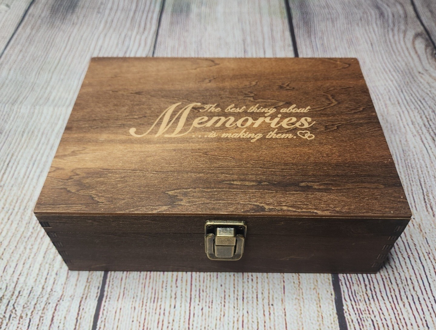 Wood Jewelry Box Photo Holder Words Family Memory Organizer Holder