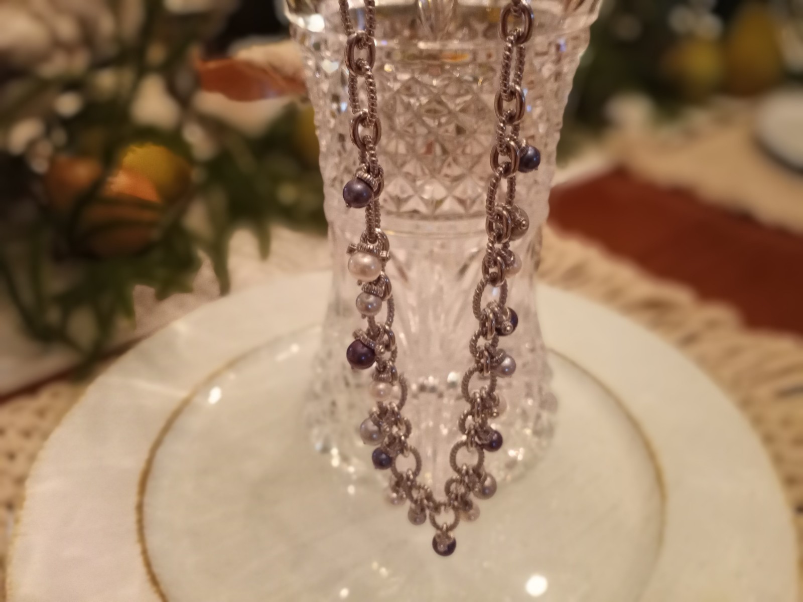 Judith Ripka Set Of 2 Pearl Diamonique Necklaces Sterling Silver Beautiful