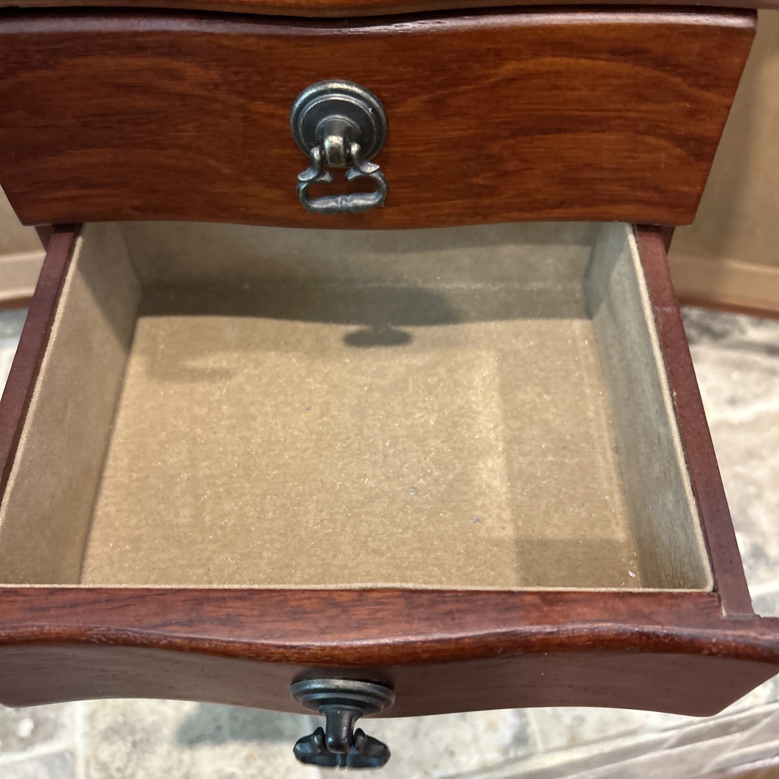 Vintage Solid Wood Jewelry Cabinet – Table Top Armoire 14”x13”x7”