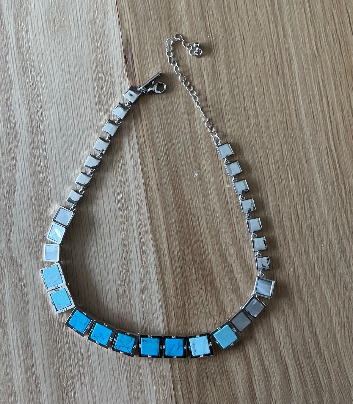 White House Black Market Turquiose Square Statement Necklace
