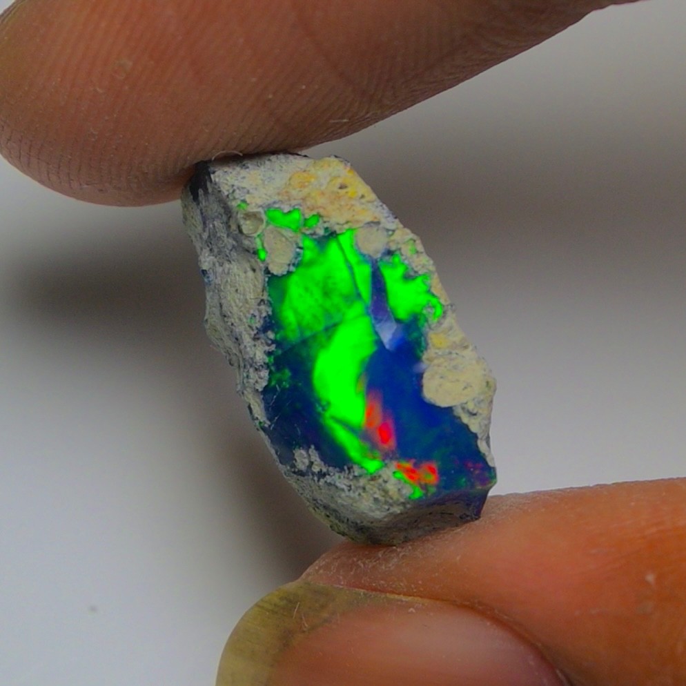 Blue Ethiopian Opal Rough 6.45 cts Smoked Black Opal Raw, Fire Opal