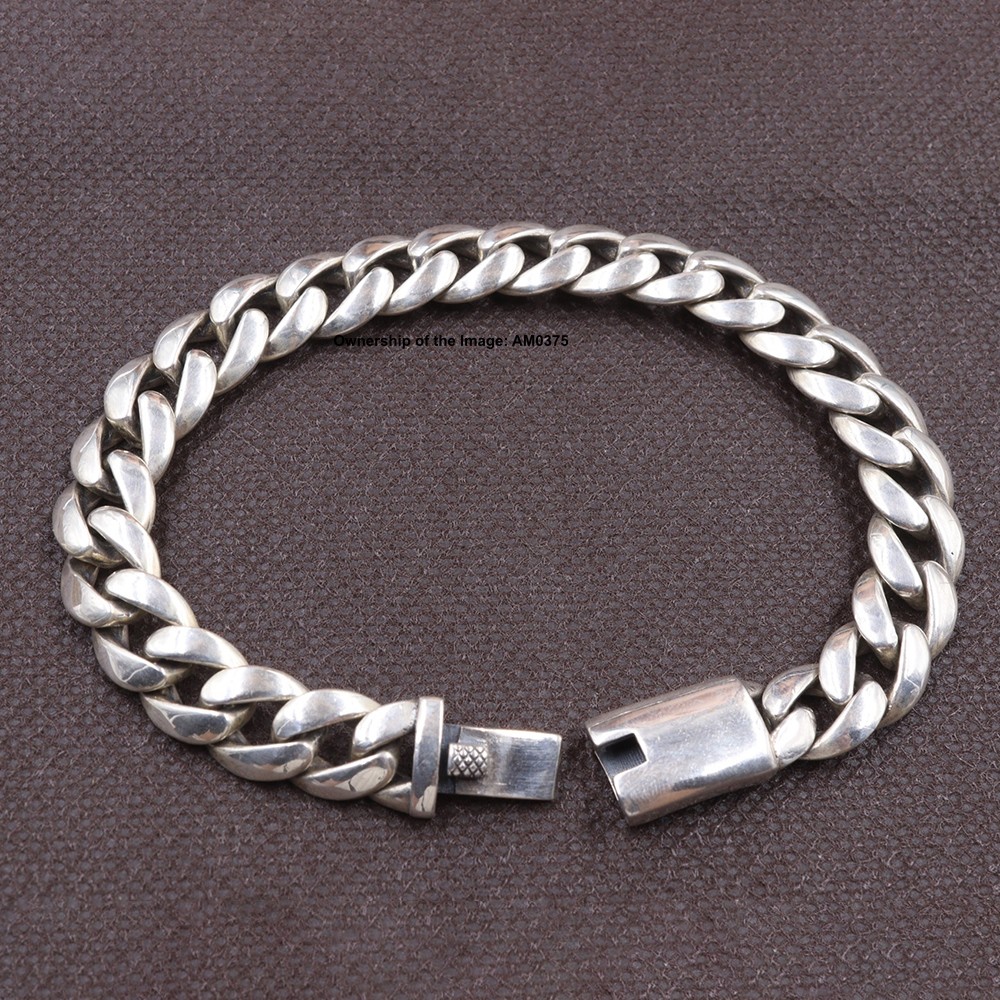 Solid 925 Sterling Silver 10mm Curb Link Chain Men’s Bracelet Gift 8.26inch