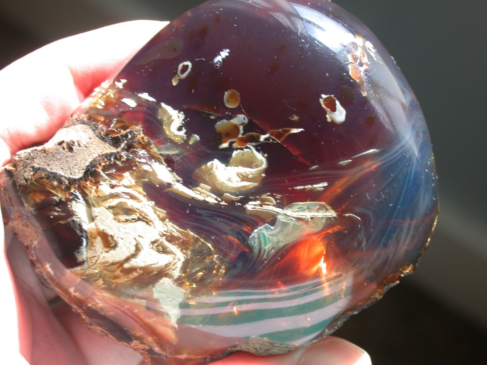 Beautiful BLUE Multicolor AMBER Fossil Gemstone LARGE 132 gram Piece
