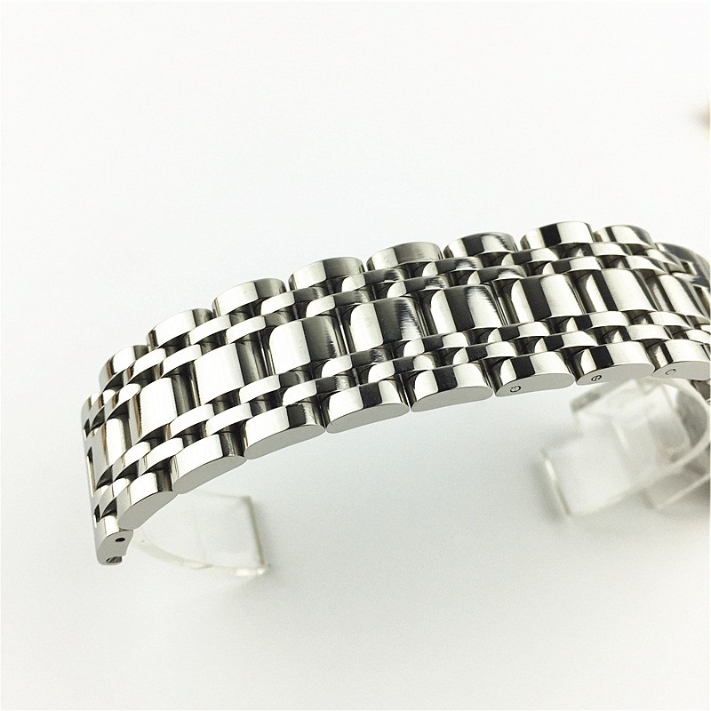 High End 7 Bead Stainless Steel Solid Watch Band Strap 14mm-26mm Butterfly Clasp