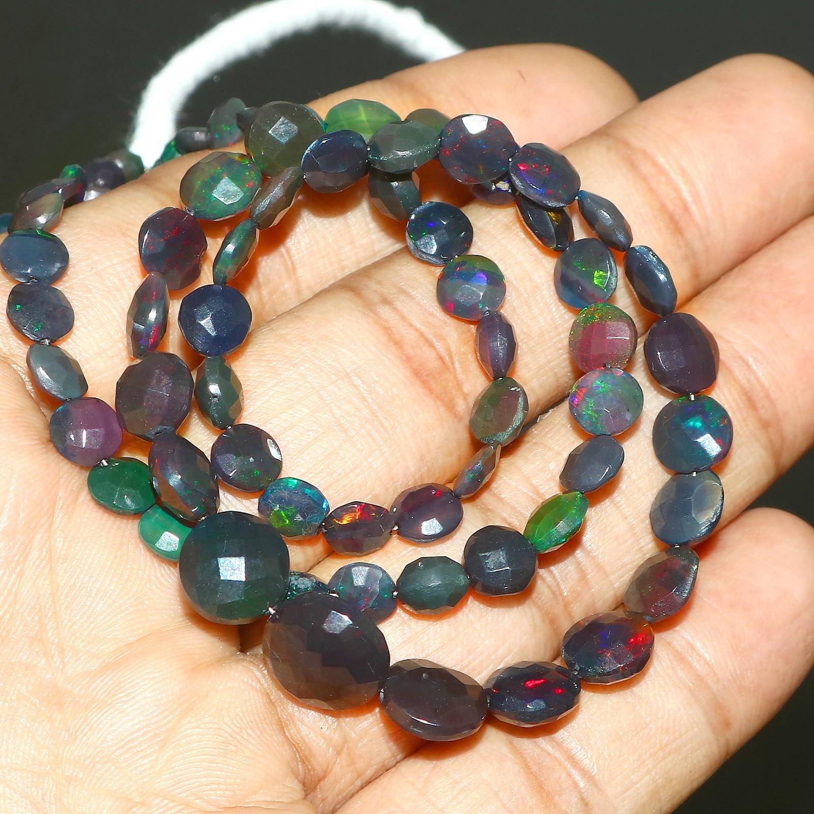 Natural Opal beads Coin Opal beads Wedding necklace Gift For Sister 281