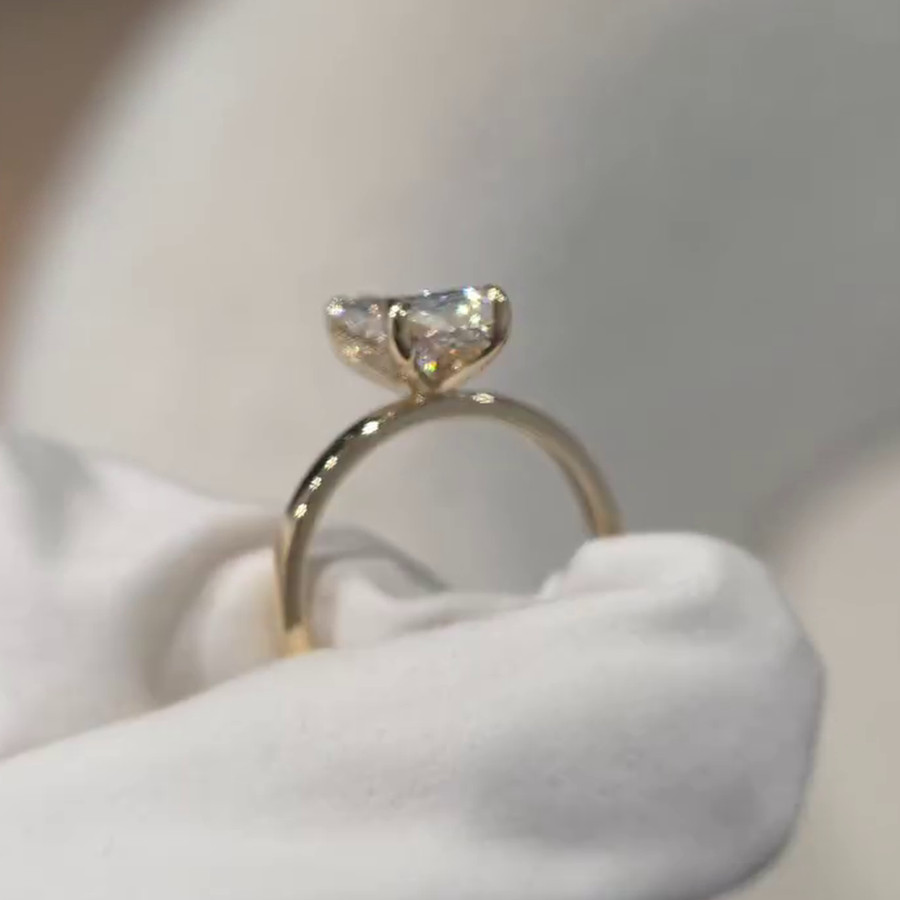 3.2CTW Radiant Cut Moissanite Hidden Halo Engagement Ring 14K Yellow Gold Plated