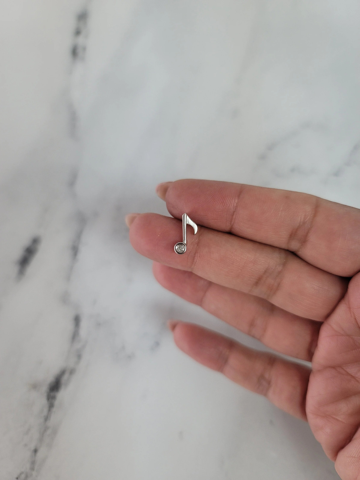 Satin Brushed Music Note Necklace