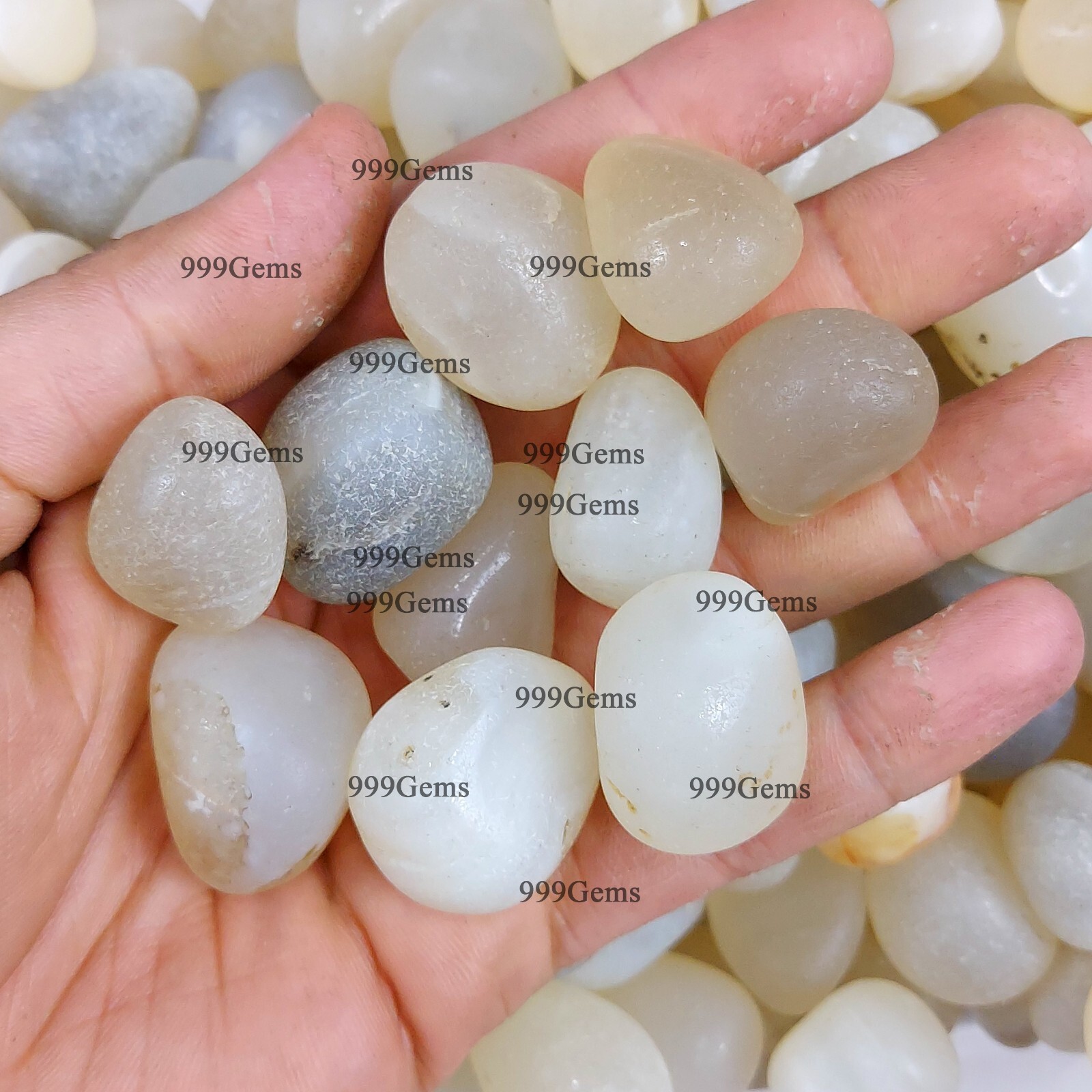 10 Pcs Natural White Grey Onyx Tumbled Random Selection Gemstone Lot 10-20 mm