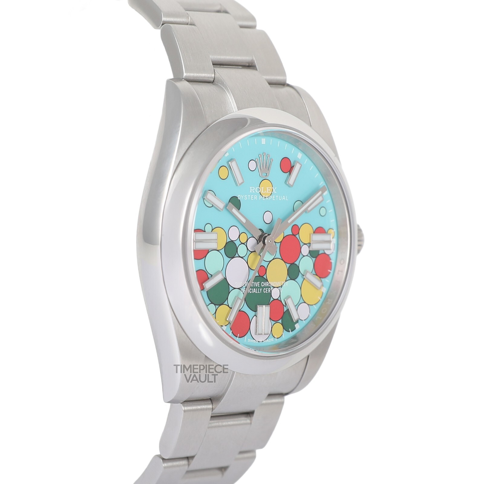 Rolex Men Oyster Perpetual 124300 Steel 41mm Custom Celebration Balloon Dial B&P