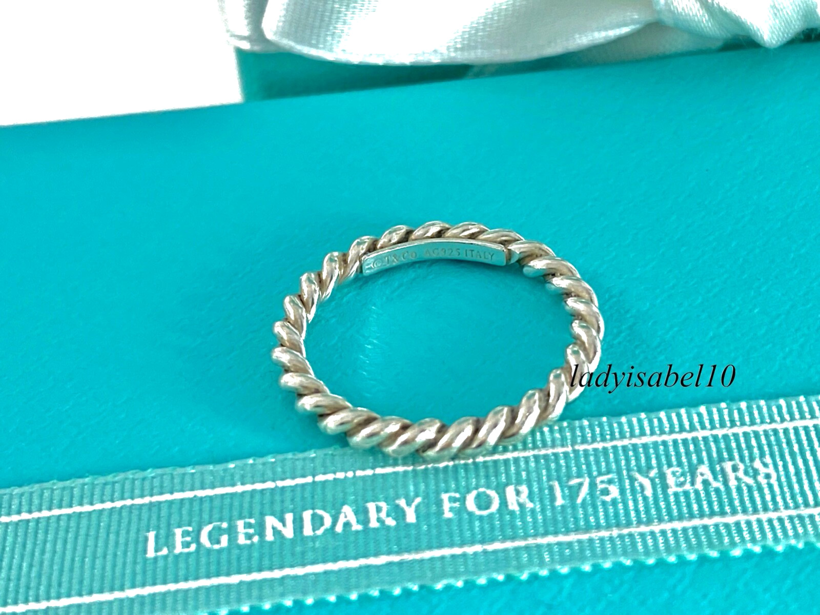 Tiffany & Co Size 4 Twist Rope Narrow Band Ring Small Silver w Pouch – Authentic