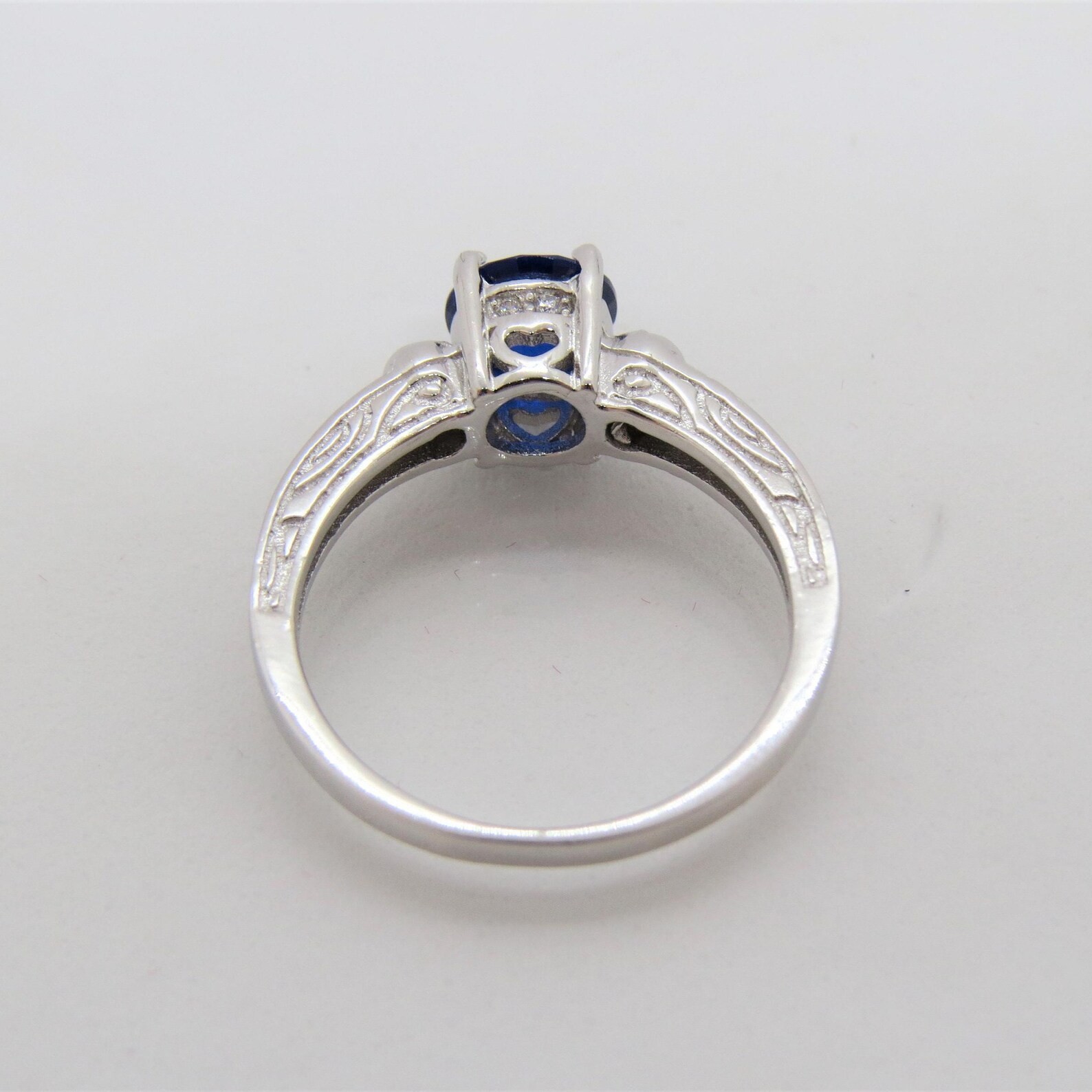 2.50 Ct Round Cut Natural Sapphire Diamond Wedding Ring 14K Solid White Gold 6