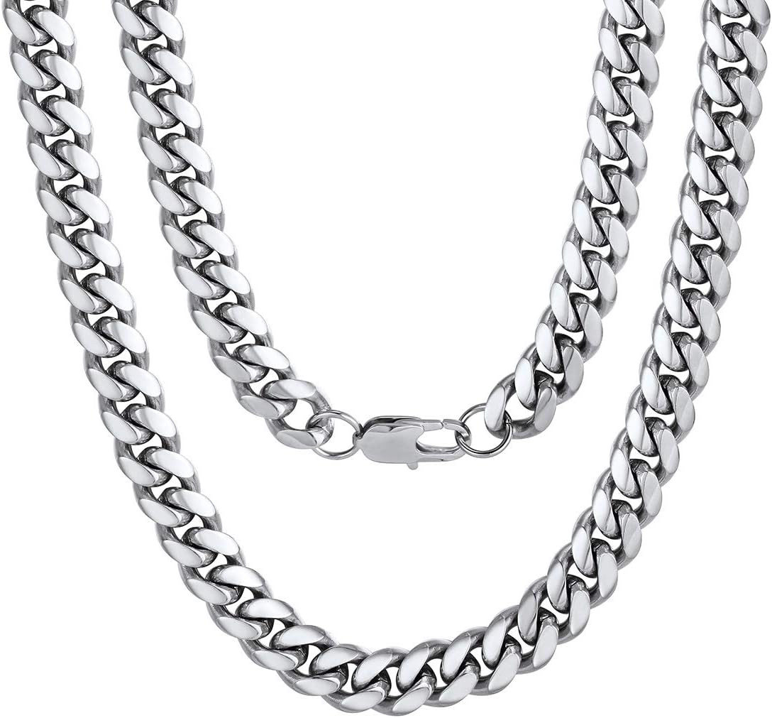 Chunky Miami Cuban Chain Necklace Men, Custom, 4.8/6/10/14MM, 18″-30″, Gift Box