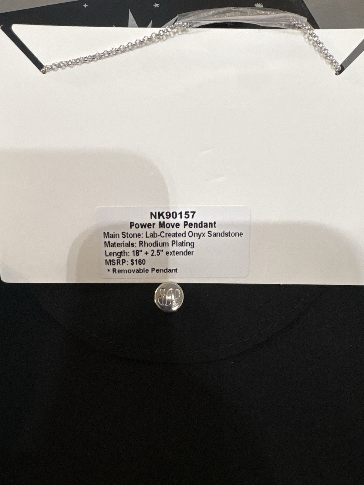 BP Power Move Rhodium Plated Lab-Created Onyx Sandstone CZ Necklace 18″ NK90157