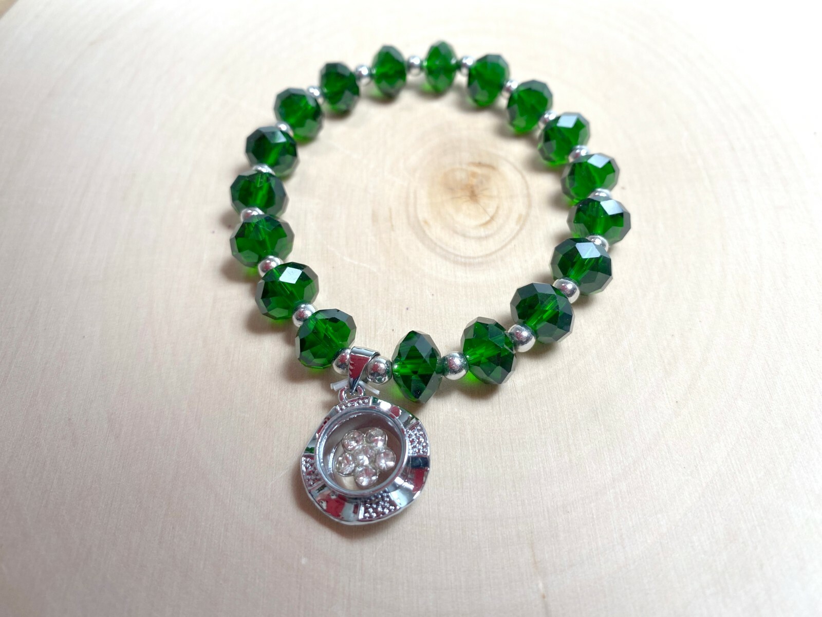Birthstone Bracelet EMERALD Green Bracelet for Women Beaded Stretch May