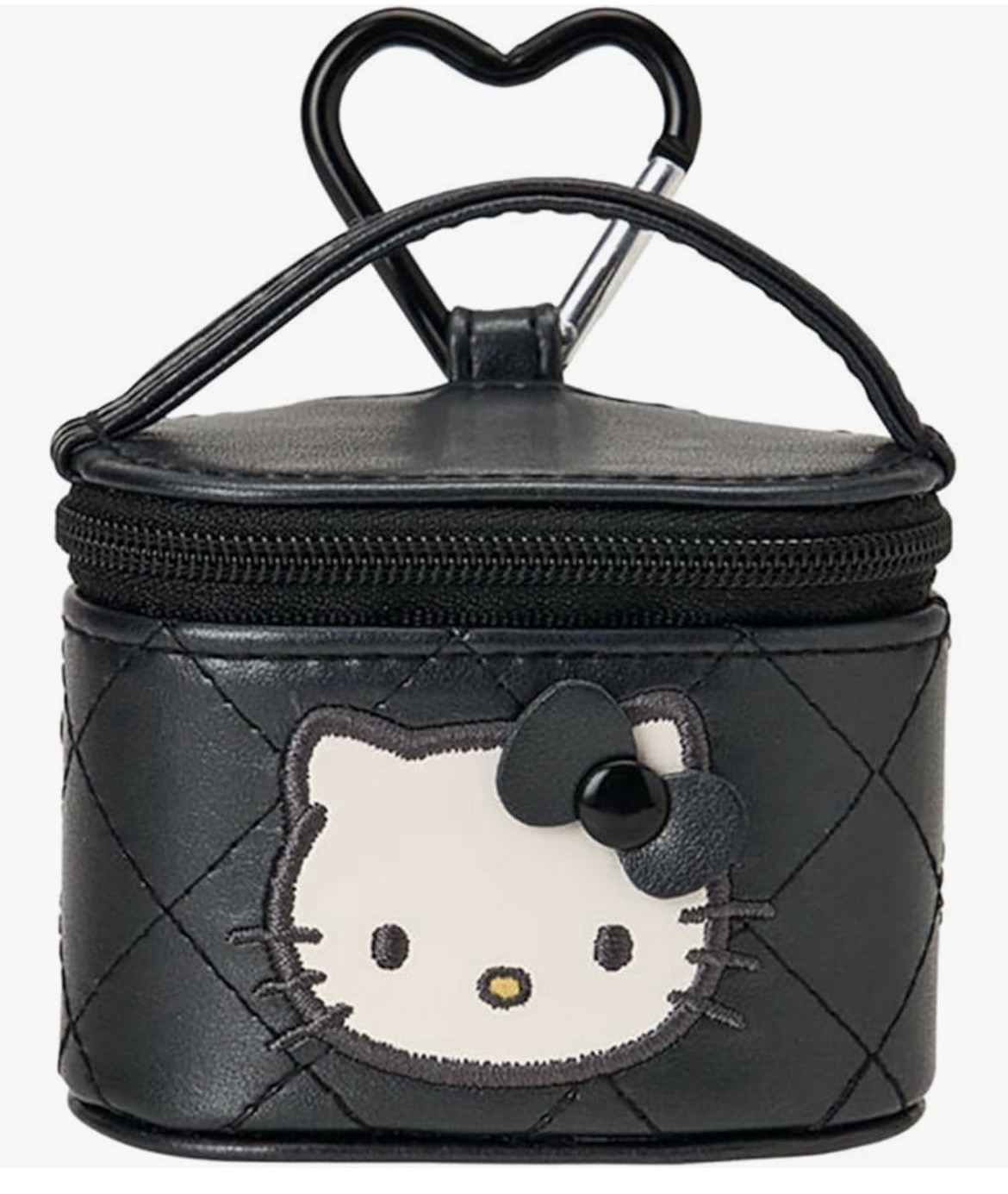 ✨🖤Hello Kitty Mini Vanity Case Quilt Design Black Pouch Sanrio Japan🖤✨