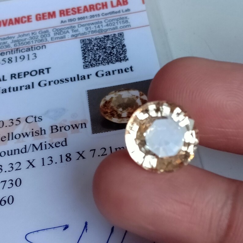 10.35 Ct AGR Certified Hessonite Garnet Round Cut Mozambique Loose Gemstone