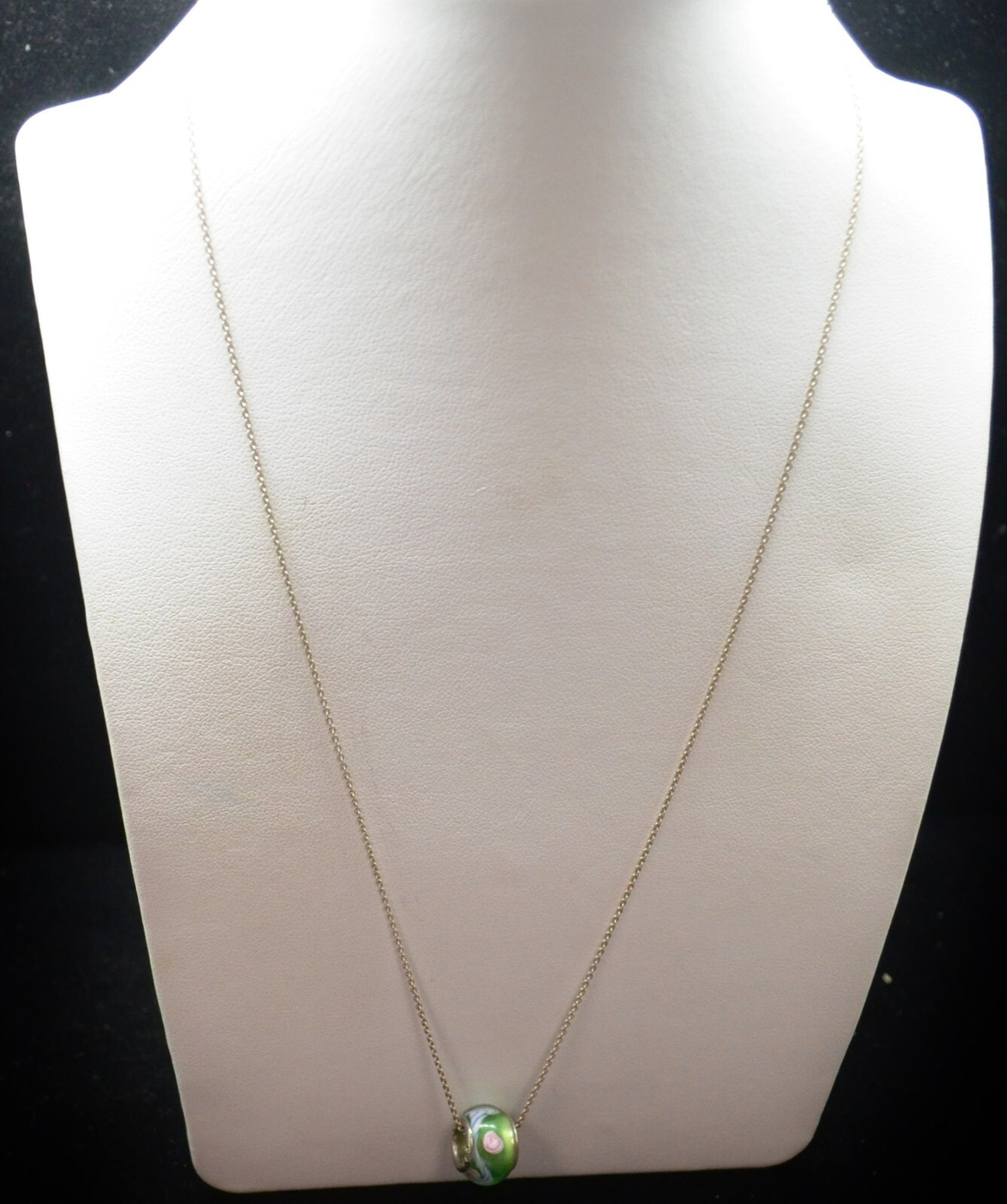 Sterling Silver Beautiful Chain w/ Pretty Bead Pendant Necklace 20.0″ #FMY927