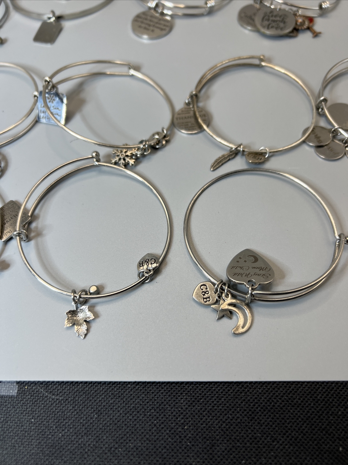 20- Bangle Bracelets w/Charms (11-C&B “Christopher & Banks” & 7 Un-Marked) M2164