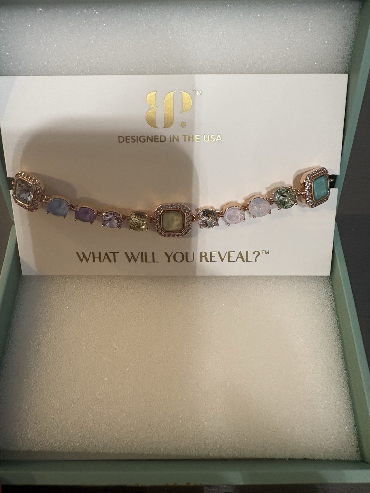 BP BR30545 Rose Gold Plated Adjustable Bracelet, Multicolor Crystals 6-10.5″