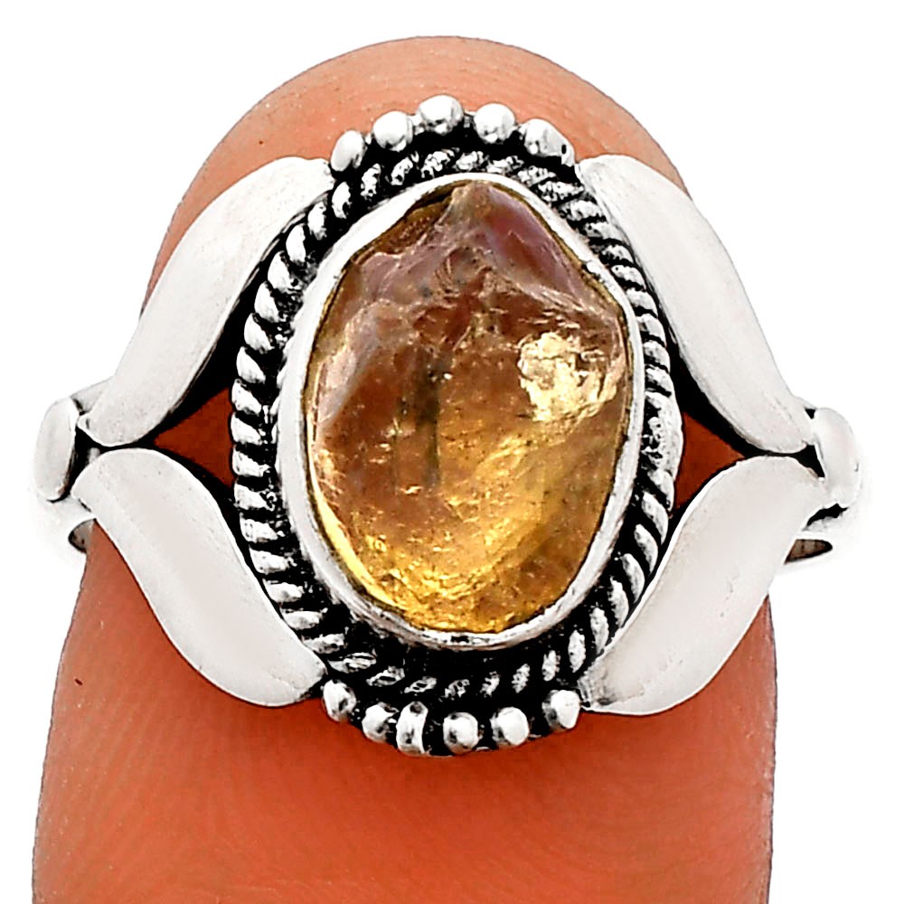 Natural Rare Kornerupine Rough 925 Sterling Silver Ring s.8 Jewelry R-1387