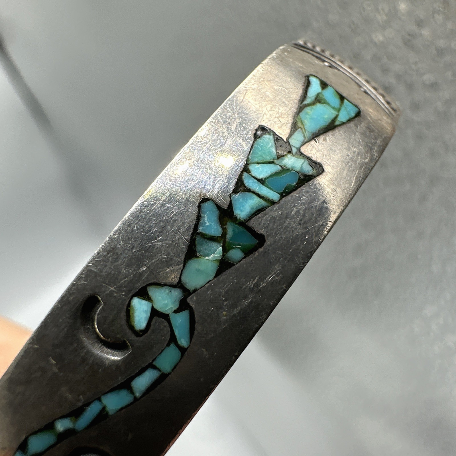 Vtg Gene Gibson Navajo Sterling Silver Turquoise Native American Cuff Bracelet
