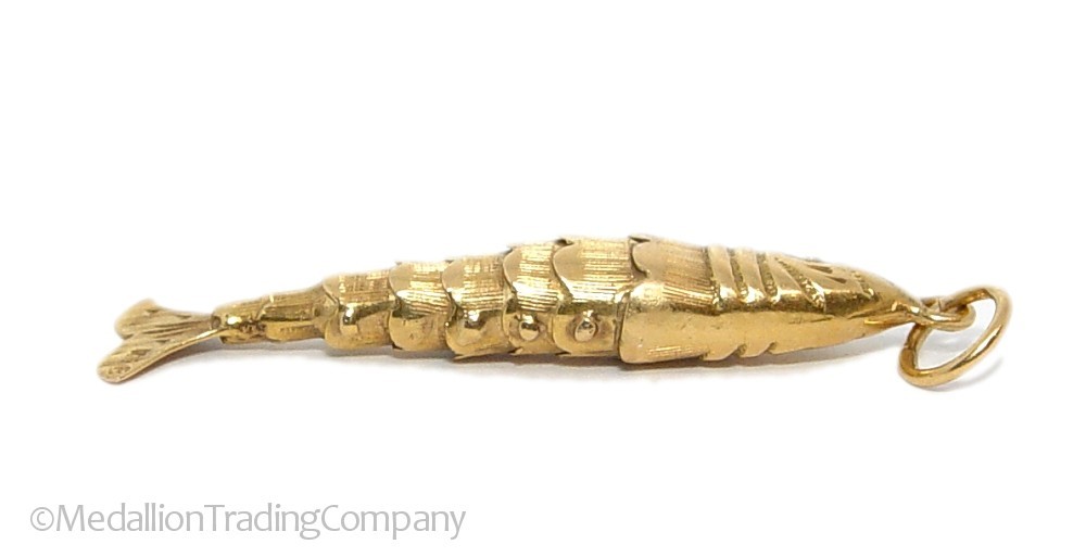 Antique 18k Yellow Gold 1.75″ Diamond Articulate Chinese Koi Fish Pendant Lot 4