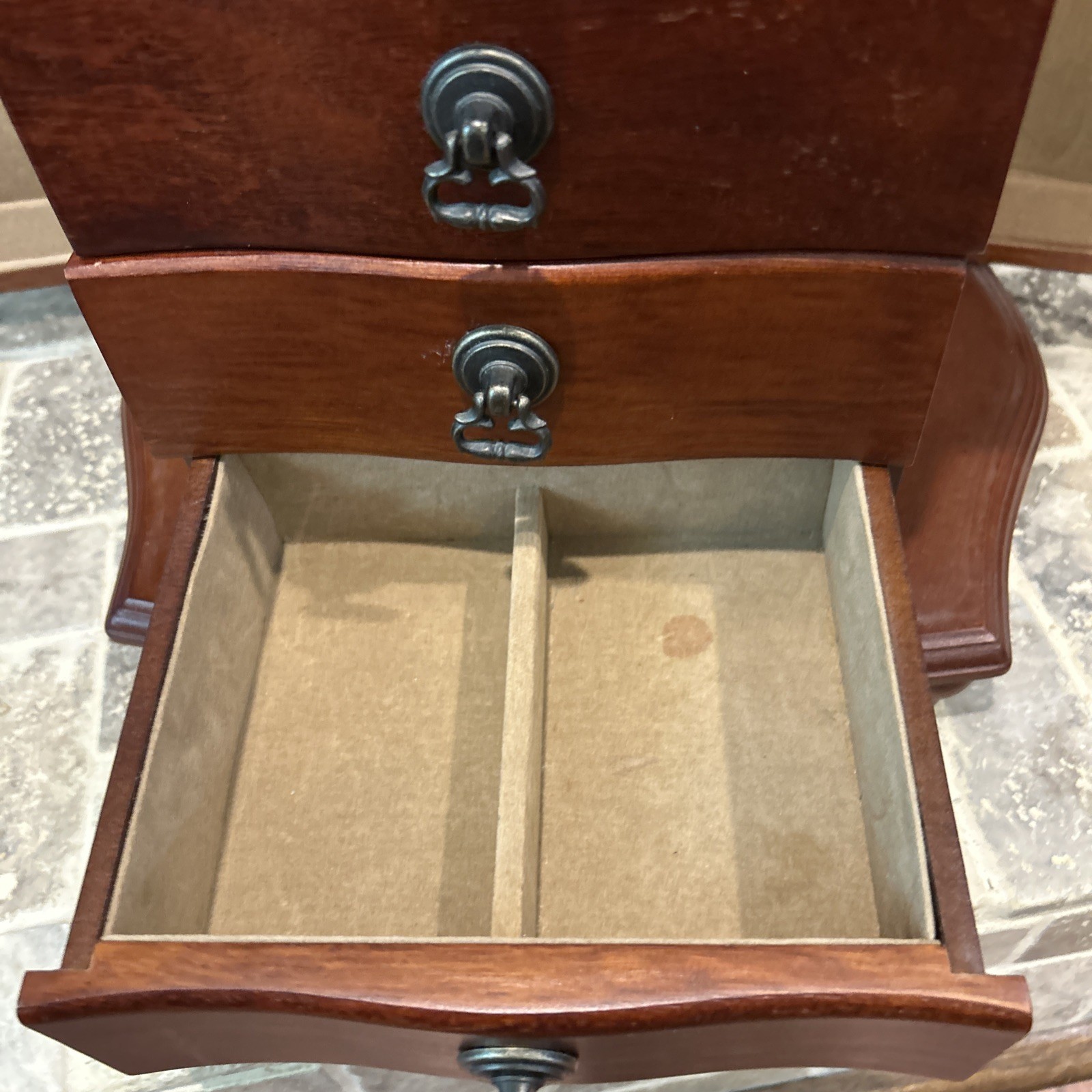 Vintage Solid Wood Jewelry Cabinet – Table Top Armoire 14”x13”x7”