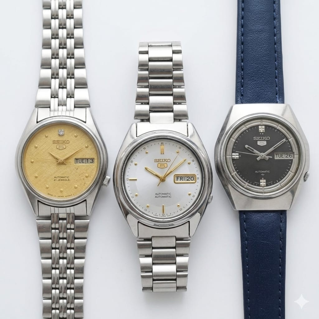 Lot of 3 Seiko 5 Automatic Watches 7009-3041 7019-6081 7009-8830 Vintage Men’s