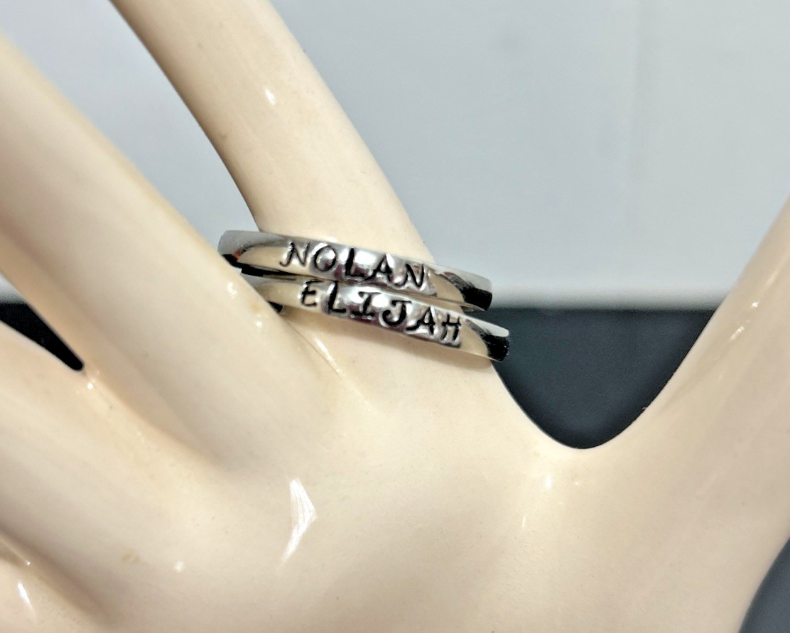 3mm Personalized Hand Stamped Stainless Steel Rings