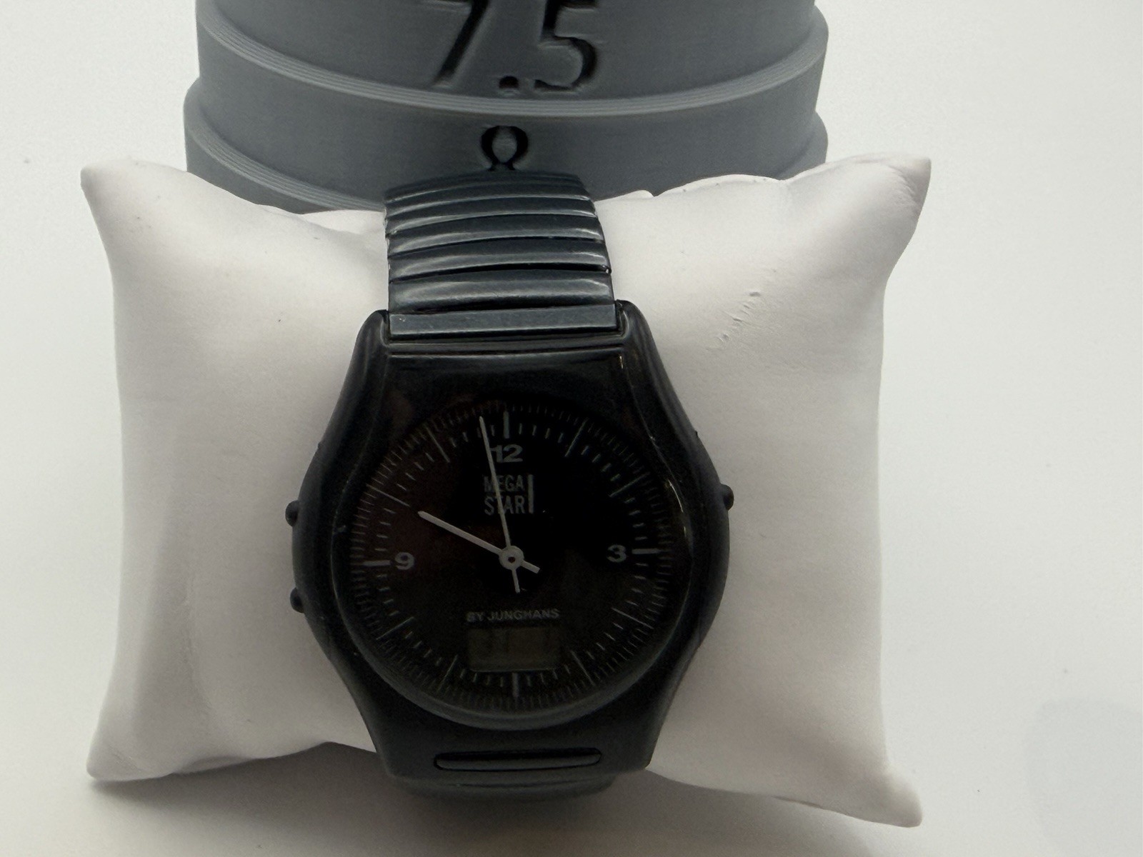 Vintage Junghans Mega Star Ana-Digi Radio Controlled Watch Black Working Germany