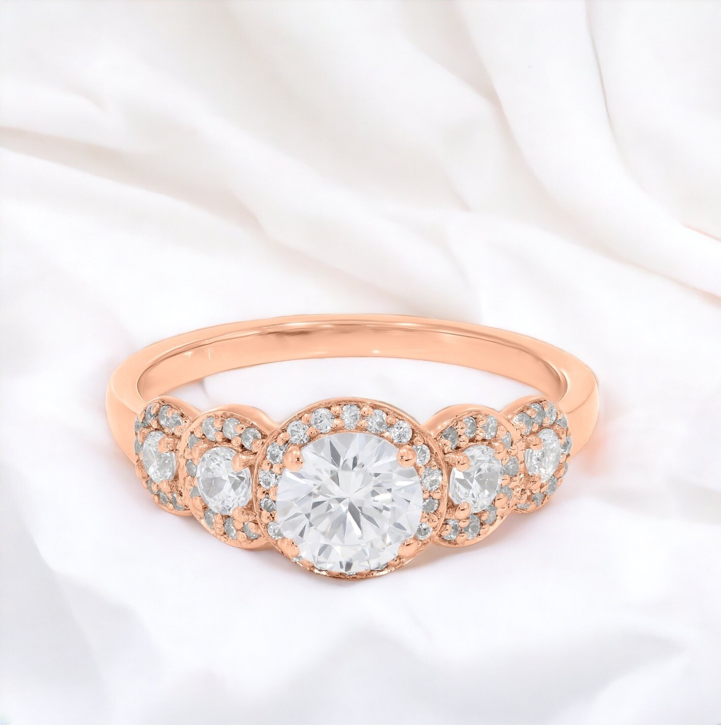 1.08 ct Round Lab Grown Diamond Ring Certified 14k White Gold