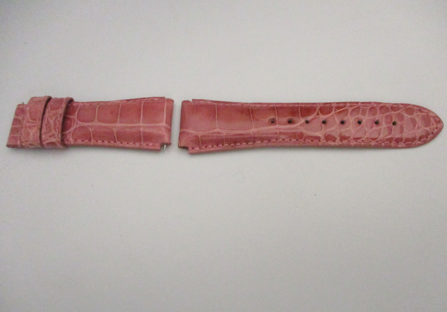 KRIEGER 1020S 20mm Lug-Ends Pink Alligator Leather Watch Straps 110+70mm & Pins