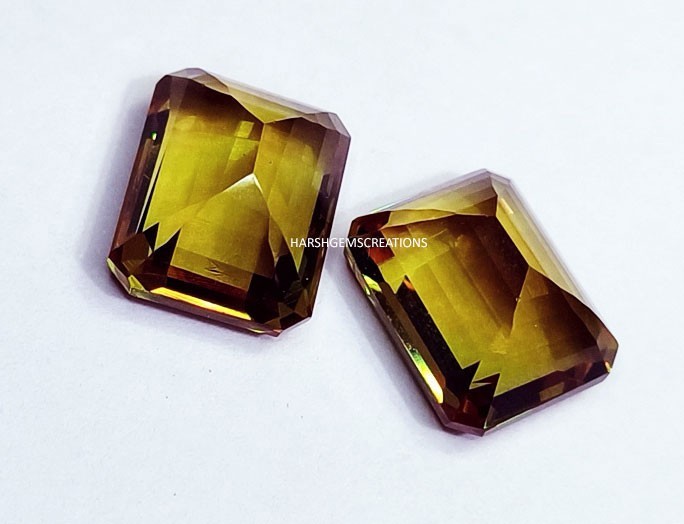 20+ Ct Zultanite Color Change Emerald Cut Pair Certified Loose Gemstone HZ04