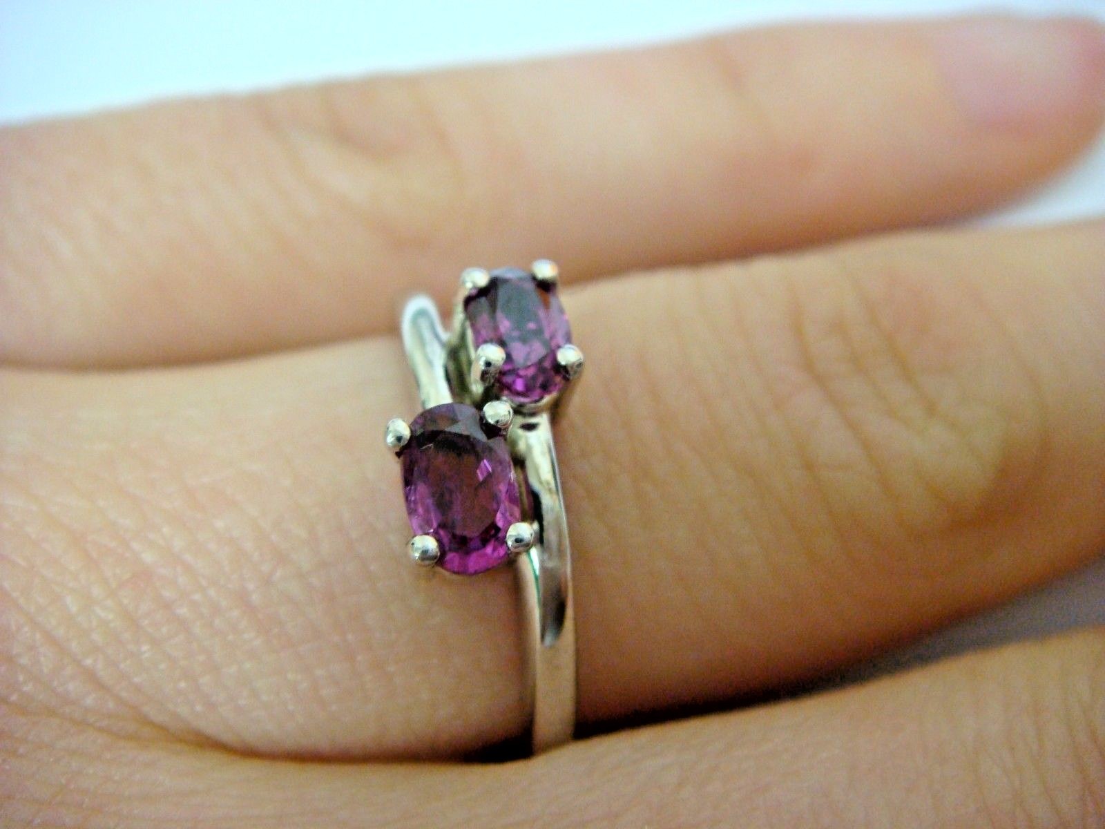 14K WHITE GOLD “EVER US” DESIGN RED TOURMALINE 0.50 CT T.W. LADIES RING SIZE 6
