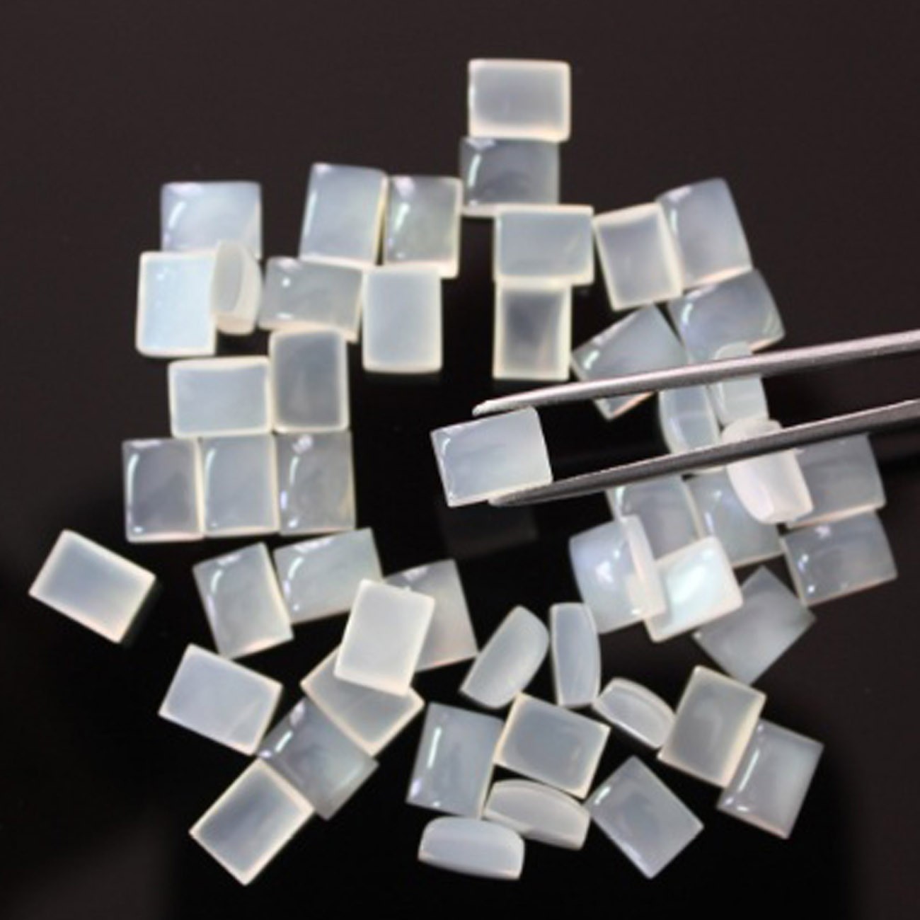 Natural White Moonstone Rectangle Cabochon 6x8mm to 12x16mm Loose Gemstone