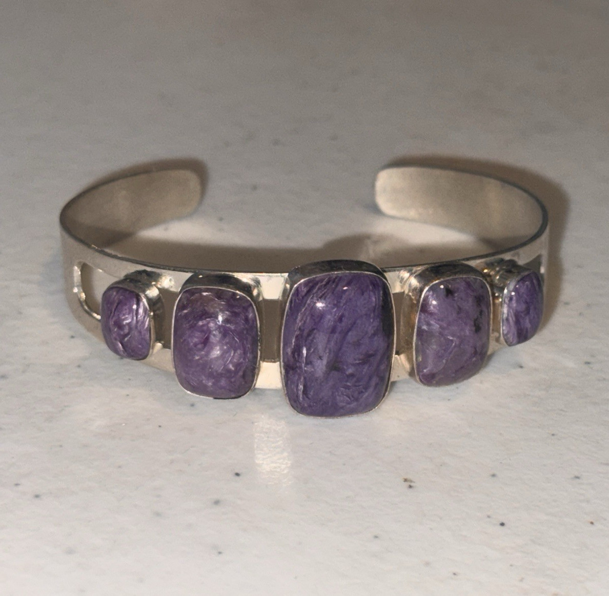 Jay King Mine Finds – DTR 925 Sterling Silver Charoite 5-Stone cuff