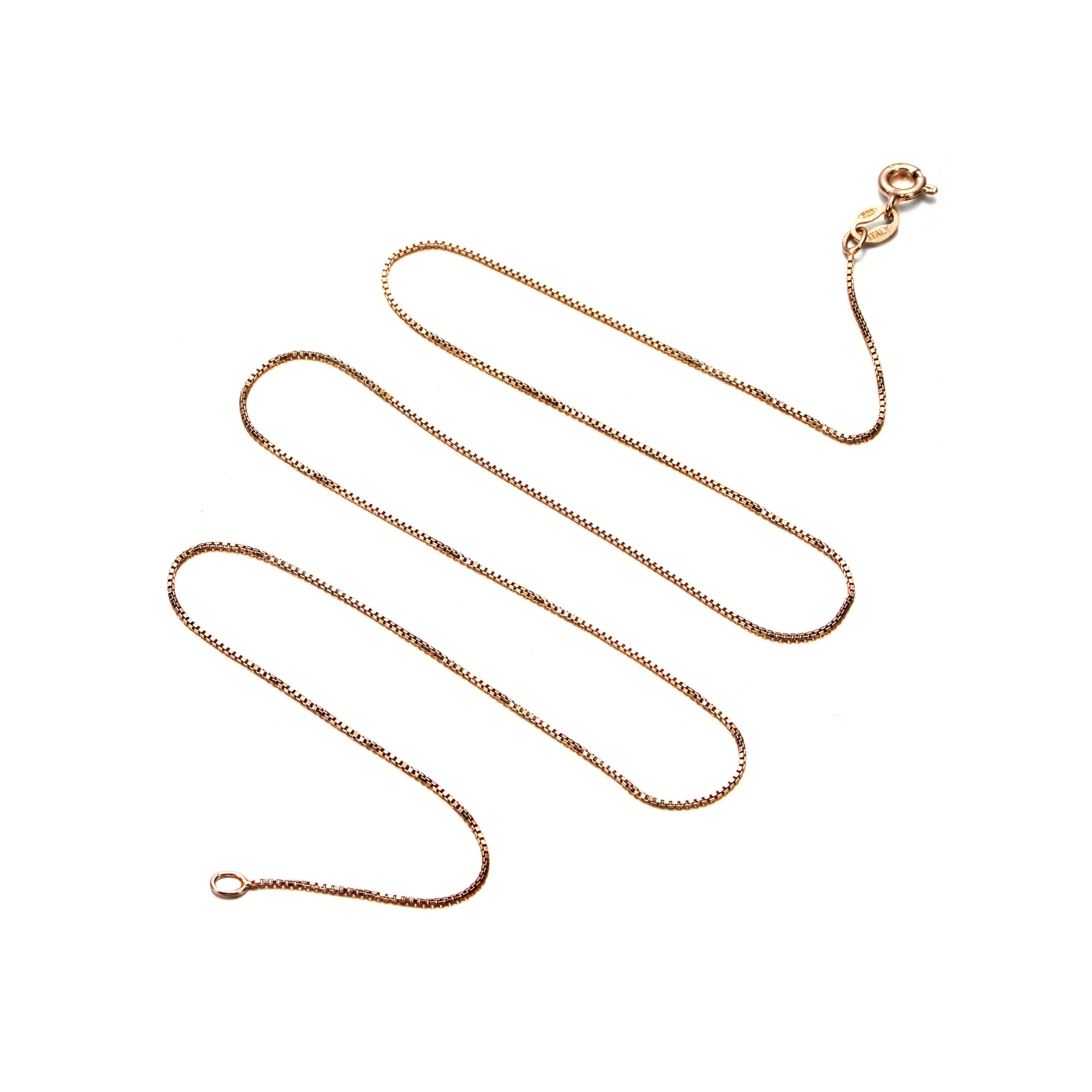 Rose Gold Plated 925 Sterling Silver .7mm Box Chain Thin Necklace 12 – 36 inches